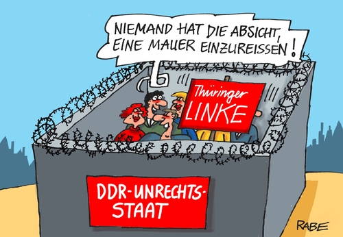 Cartoon: Unrecht (medium) by RABE tagged landtagswahl,thüringen,ramelow,linke,lieberknecht,cdu,bausewein,sondierungsgespräche,spd,grüne,rabe,ralf,böhme,cartoon,karikatur,pressezeichnung,farbcartoon,tagescartoon,ministerpräsident,ddr,unrechtsstaat,diktatur,sed,stasi,überwachung,landtagswahl,thüringen,ramelow,linke,lieberknecht,cdu,bausewein,sondierungsgespräche,spd,grüne,rabe,ralf,böhme,cartoon,karikatur,pressezeichnung,farbcartoon,tagescartoon,ministerpräsident,ddr,unrechtsstaat,diktatur,sed,stasi,überwachung