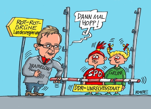 Cartoon: Unrechtsstaat (medium) by RABE tagged landtagswahl,thüringen,linke,ramelow,lieberknecht,cdu,sondierung,bausewein,spd,sondierungsgespräche,koalition,rabe,ralf,böhme,cartoon,karikatur,pressezeichnung,farbcartoon,tagescartoon,unrecht,unrechtsstaat,ddr,sed,stasi,überwachung,diktatur,hochsprung,latte,messlatte,landtagswahl,thüringen,linke,ramelow,lieberknecht,cdu,sondierung,bausewein,spd,sondierungsgespräche,koalition,rabe,ralf,böhme,cartoon,karikatur,pressezeichnung,farbcartoon,tagescartoon,unrecht,unrechtsstaat,ddr,sed,stasi,überwachung,diktatur,hochsprung,latte,messlatte