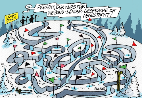 Cartoon: Unser Kurs ist richtig (medium) by RABE tagged corona,bildung,bildungsminister,kanzleramt,bildungskonferenz,lehrerkonferenz,laptop,ausstatung,digitalisierung,bildungsmonitor,internetzugan,wlan,aufwachen,winter,abfahrtslauf,ski,slalom,schnee,bund,länder,absprache,fallzahlen,rki,impfzentren,impfdosen,lockdown,shutdown,verlängerungen,corona,bildung,bildungsminister,kanzleramt,bildungskonferenz,lehrerkonferenz,laptop,ausstatung,digitalisierung,bildungsmonitor,internetzugan,wlan,aufwachen,winter,abfahrtslauf,ski,slalom,schnee,bund,länder,absprache,fallzahlen,rki,impfzentren,impfdosen,lockdown,shutdown,verlängerungen