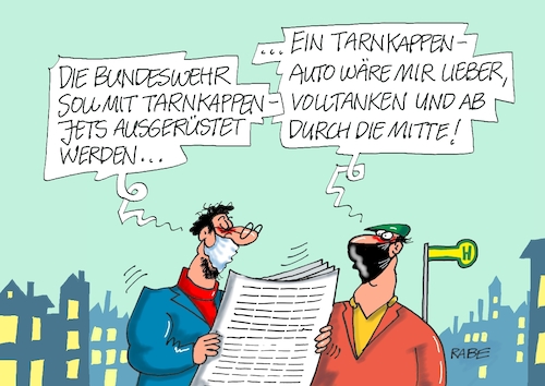 Cartoon: Unsichtbar tanken (medium) by RABE tagged energiewende,windkraft,windräder,solarenergie,umweltminister,robert,habeck,grüne,rabe,ralf,böhme,cartoon,karikatur,pressezeichnung,farbcartoon,tagescartoon,michel,lastenträger,kosten,energiepreise,spritpreise,dieselpreise,benzinpreise,kostensteigerung,auto,tarnung,unsichtbarsein,bundeswehr,armee,kampfjet,tarnkappenjet,tarnkappenbomber,energiewende,windkraft,windräder,solarenergie,umweltminister,robert,habeck,grüne,rabe,ralf,böhme,cartoon,karikatur,pressezeichnung,farbcartoon,tagescartoon,michel,lastenträger,kosten,energiepreise,spritpreise,dieselpreise,benzinpreise,kostensteigerung,auto,tarnung,unsichtbarsein,bundeswehr,armee,kampfjet,tarnkappenjet,tarnkappenbomber