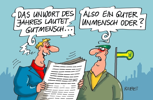 Cartoon: Unwort (medium) by RABE tagged unmensch,jury,unwort,männer,tagescartoon,farbcartoon,pressezeichnung,karikatur,cartoon,böhme,ralf,rabe,gutmensch,bushaltestelle,nachrichten,zeitung,unwort,jury,unmensch,gutmensch,rabe,ralf,böhme,cartoon,karikatur,pressezeichnung,farbcartoon,tagescartoon,männer,zeitung,nachrichten,bushaltestelle