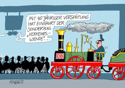 Cartoon: Verkehrswende (medium) by RABE tagged verkehrswende,deutsche,bahn,bahnsteig,reisende,lautsprecher,rabe,ralf,böhme,cartoon,karikatur,pressezeichnung,farbcartoon,tagescartoon,adler,oldtimerbahn,oldtimer,verspätung,verkehrswende,deutsche,bahn,bahnsteig,reisende,lautsprecher,rabe,ralf,böhme,cartoon,karikatur,pressezeichnung,farbcartoon,tagescartoon,adler,oldtimerbahn,oldtimer,verspätung