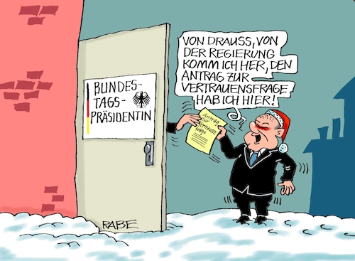 Cartoon: Vertrauensfrage (medium) by RABE tagged ampel,ampelregierung,rot,grün,gelb,fdp,spd,grüne,rabe,ralf,böhme,cartoon,karikatur,pressezeichnung,farbcartoon,tagescartoon,inflation,einkommen,rente,rentenpaket,bruch,streit,neuwahlen,vertrauensfrage,antrag,bundestagspräsidentin,einreichung,abgabe,wahlkampf,schnee,weihnachtsmann,ampel,ampelregierung,rot,grün,gelb,fdp,spd,grüne,rabe,ralf,böhme,cartoon,karikatur,pressezeichnung,farbcartoon,tagescartoon,inflation,einkommen,rente,rentenpaket,bruch,streit,neuwahlen,vertrauensfrage,antrag,bundestagspräsidentin,einreichung,abgabe,wahlkampf,schnee,weihnachtsmann