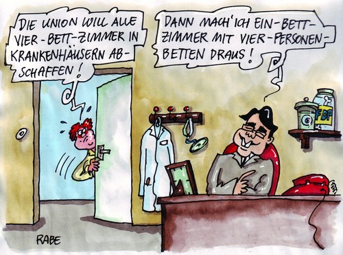 Cartoon: Vierpersonenbettchen (medium) by RABE tagged fdp,cdu,gesundheitsrefor,euro,gesundheitsminister,rösler,krankenkasse,patienten,arzt,untersuchung,sparen,krankenhaus,bett,bettdecke,arztkittel,gesundheitswesen,sprechzimmer,kosten,nutzen,fdp,cdu,gesundheitsreform,gesundheit,gesundheitsminister,rösler,krankenkasse,patienten,arzt,untersuchung,krankenhaus