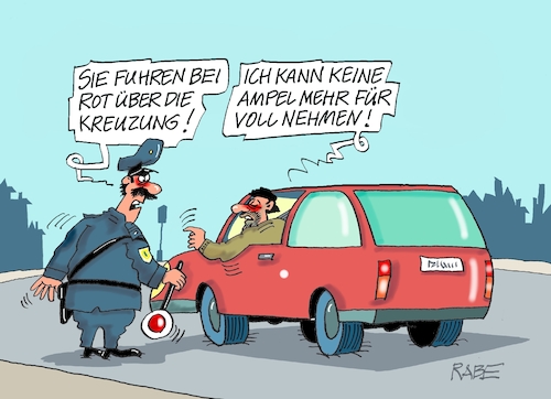 Cartoon: Volles Nichtvertrauen (medium) by RABE tagged ampelregierung,scholz,spd,grüne,fdp,lindner,kinder,kindergrundsicherung,rabe,ralf,böhme,cartoon,karikatur,pressezeichnung,farbcartoon,tagescartoon,hausmeister,ohren,zähne,pkw,autofahrer,polizist,polizeikontrolle,rot,kreuzung,kredit,milliardenloch,coronakredit,umbuchung,schuldenbremse,klimaschutz,ricchterspruch,karlsruhe,bvg,ampelregierung,scholz,spd,grüne,fdp,lindner,kinder,kindergrundsicherung,rabe,ralf,böhme,cartoon,karikatur,pressezeichnung,farbcartoon,tagescartoon,hausmeister,ohren,zähne,pkw,autofahrer,polizist,polizeikontrolle,rot,kreuzung,kredit,milliardenloch,coronakredit,umbuchung,schuldenbremse,klimaschutz,ricchterspruch,karlsruhe,bvg