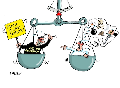 Cartoon: Waagschalen (medium) by RABE tagged klima,klimaziele,klimawende,ampel,wissing,streit,umsetzung,rabe,ralf,böhme,cartoon,karikatur,pressezeichnung,farbcartoon,tagescartoon,dürre,klimakatastrophe,letzte,generation,michel,bürger,beschimpfung,klimaschutz,klimakleber,klimaaktivisten,waage,waagschale,totenkopf,dolch,bombe,zündschnur,flamme,knochen,scheiße,scheisshaufen,kacke,klima,klimaziele,klimawende,ampel,wissing,streit,umsetzung,rabe,ralf,böhme,cartoon,karikatur,pressezeichnung,farbcartoon,tagescartoon,dürre,klimakatastrophe,letzte,generation,michel,bürger,beschimpfung,klimaschutz,klimakleber,klimaaktivisten,waage,waagschale,totenkopf,dolch,bombe,zündschnur,flamme,knochen,scheiße,scheisshaufen,kacke