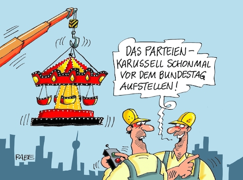 Cartoon: Wahlkarussell (medium) by RABE tagged bundestag,bundestagssitzung,bundestagswahl,schlagabtausch,lammert,merkel,gabril,rabe,ralf,böhme,cartoon,karikatur,pressezeichnung,farbcartoon,tagescartoon,reichstag,wähler,wahlurne,parteienkarussel,afd,union,spd,linke,rot,grün,fdp,berlin,kanzleramt,wahlsonntag,wahlprognose,bundestag,bundestagssitzung,bundestagswahl,schlagabtausch,lammert,merkel,gabril,rabe,ralf,böhme,cartoon,karikatur,pressezeichnung,farbcartoon,tagescartoon,reichstag,wähler,wahlurne,parteienkarussel,afd,union,spd,linke,rot,grün,fdp,berlin,kanzleramt,wahlsonntag,wahlprognose