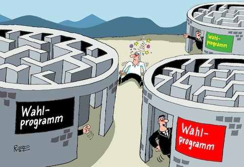 Cartoon: Wahlprogramathisches (medium) by RABE tagged bundestagswahl,wahlkampf,osten,ddr,ostbeauftragter,bundesregierung,recht,rabe,ralf,böhme,cartoon,karikatur,pressezeichnung,farbcartoon,tagescartoon,kanzleramt,laschet,gartenzwerg,irre,irrgarten,irrgärten,wahlprogramme,wähler,michel,parteiprogramme,parteienwahlprogramme,drehwurm,schwindel,sterne,bundestagswahl,wahlkampf,osten,ddr,ostbeauftragter,bundesregierung,recht,rabe,ralf,böhme,cartoon,karikatur,pressezeichnung,farbcartoon,tagescartoon,kanzleramt,laschet,gartenzwerg,irre,irrgarten,irrgärten,wahlprogramme,wähler,michel,parteiprogramme,parteienwahlprogramme,drehwurm,schwindel,sterne