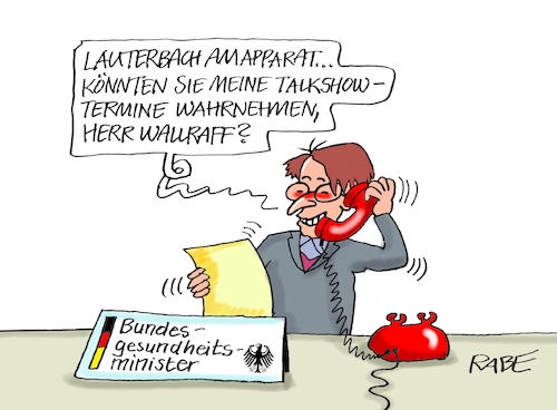 Cartoon: Wallgerafftes (medium) by RABE tagged ampel,ampelkoalition,koalitionsvertrag,fdp,spd,grüne,rabe,ralf,böhme,cartoon,karikatur,pressezeichnung,farbcartoon,tagescartoon,lupe,vergrößerung,lösungen,lösungsvorschläge,karl,lauterbach,bundesgesundheitsminister,corona,pandemie,omikron,telefon,günter,wallraff,talkshow,termine,lanz,illner,will,ampel,ampelkoalition,koalitionsvertrag,fdp,spd,grüne,rabe,ralf,böhme,cartoon,karikatur,pressezeichnung,farbcartoon,tagescartoon,lupe,vergrößerung,lösungen,lösungsvorschläge,karl,lauterbach,bundesgesundheitsminister,corona,pandemie,omikron,telefon,günter,wallraff,talkshow,termine,lanz,illner,will