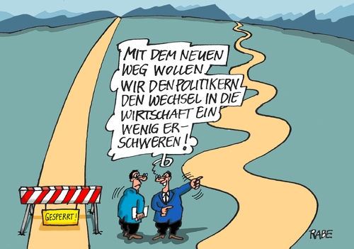 Cartoon: Wechselspur (medium) by RABE tagged politiker,abgeordnete,bundestag,bundesrat,berlin,wechsel,wirtschaft,gesetz,lobby,lobbyisten,chefposten,rabe,ralf,böhme,cartoon,pressezeichnung,farbcartoon,tagescartoon,straße,interessenkonflikt,gesetzesänderung,politiker,abgeordnete,bundestag,bundesrat,berlin,wechsel,wirtschaft,gesetz,lobby,lobbyisten,chefposten,rabe,ralf,böhme,cartoon,pressezeichnung,farbcartoon,tagescartoon,straße,interessenkonflikt,gesetzesänderung