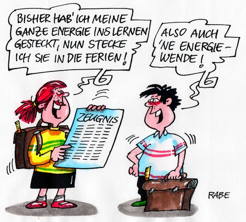 Cartoon: Wendezeit (medium) by RABE tagged ferien,sommerferien,zeugnisse,schulschluß,schüler,lehrer,schule,zeugnisausgabe,zensuren,ferienbeginn,erholung,sommerwetter,baden,schwimmen,lernen,depressionen,lerndepression,wetterdepression,unwetter,sauwetter,regen,regenwetter,juli,energie,energiewende,ferienzeit,wende,ferien,sommerferien,zeugnisse,schulschluß,schüler,lehrer,schule,zeugnisausgabe,zensuren,ferienbeginn