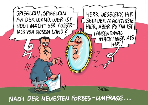 Cartoon: Weselsky nochmal (medium) by RABE tagged lokführer,lokomotivführer,bahn,bahngewerkschaft,lokführergewergschaft,gewerkschaftsvorsitzender,weselsky,streik,bahnstrei,bahnkunden,verluste,zugausfälle,bahnhöfe,güterverkehr,personennahverkehr,fernverkehr,reisende,rabe,ralf,böhme,cartoon,karikatur,pressezeichnung,farbcartoon,tagescartoon,spiegel,spieglein,märchen,schneewittchen,brüfer,grimm,putin,russland,macht,machtmensch,forbes,magazin,umfrage,männer,männermagazin,wirtschaftsmagazin,lokführer,lokomotivführer,bahn,bahngewerkschaft,lokführergewergschaft,gewerkschaftsvorsitzender,weselsky,streik,bahnstrei,bahnkunden,verluste,zugausfälle,bahnhöfe,güterverkehr,personennahverkehr,fernverkehr,reisende,rabe,ralf,böhme,cartoon,karikatur,pressezeichnung,farbcartoon,tagescartoon,spiegel,spieglein,märchen,schneewittchen,brüfer,grimm,putin,russland,macht,machtmensch,forbes,magazin,umfrage,männer,männermagazin,wirtschaftsmagazin