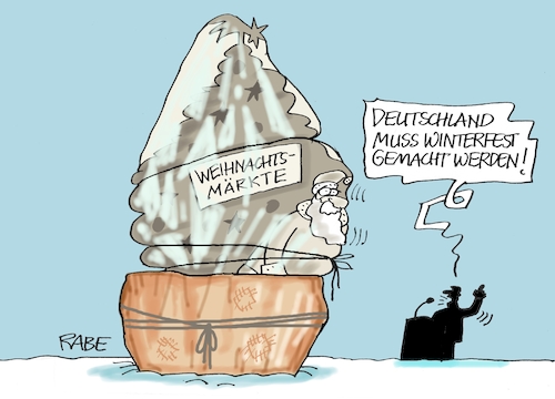 Cartoon: Winterfestes (medium) by RABE tagged corona,bundländerkonferenz,merkel,kanzleramt,lockerungen,stufenplan,öffnungen,lockdown,shutdown,baumärkte,impfdosen,rki,fallzahlen,inzidenzwert,spahn,impfzentren,impfreihenfolge,notbremse,ampel,ampelkoalition,deutschland,winter,winterfest,scholz,weihnachtsmarkt,weihnachtsmärkte,garten,fliess,kübelpflanzen,corona,bundländerkonferenz,merkel,kanzleramt,lockerungen,stufenplan,öffnungen,lockdown,shutdown,baumärkte,impfdosen,rki,fallzahlen,inzidenzwert,spahn,impfzentren,impfreihenfolge,notbremse,ampel,ampelkoalition,deutschland,winter,winterfest,scholz,weihnachtsmarkt,weihnachtsmärkte,garten,fliess,kübelpflanzen