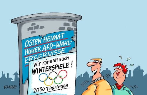 Cartoon: Winterspiele Thüringen (medium) by RABE tagged olympia,winterspiele,schnee,thüringen,oberhof,osten,sachsen,bayern,rabe,ralf,böhme,cartoon,karikatur,pressezeichnung,farbcartoon,tagescartoon,litfaßsäule,afd,wahlergebnisse,vr,bank,volksbank,olympia,winterspiele,schnee,thüringen,oberhof,osten,sachsen,bayern,rabe,ralf,böhme,cartoon,karikatur,pressezeichnung,farbcartoon,tagescartoon,litfaßsäule,afd,wahlergebnisse,vr,bank,volksbank