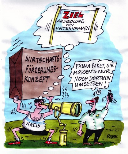 Cartoon: Wirtschaftsförderung (medium) by RABE tagged wirtschaftsförderung,aufschwung,gewerbe,gewerbeansiedlung,unternehmen,ihk,konzept,wirtschaftsförderungskonzept,paket,landkreis,start,ziel,ansiedlung,euro,krise,umsatz,gewinn,einnahmen,sport,wettlauf,sprint,fernglas,fernrohr,männer,händler,endspurt,wirtschaftsförderung,aufschwung,gewerbe,gewerbeansiedlung,unternehmen,ihk,konzept,wirtschaftsförderungskonzept,paket,landkreis,start,ansiedlung,euro,umsatz,gewinn,einnahmen