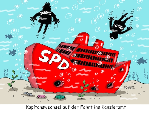 Cartoon: Wracktaucher (medium) by RABE tagged kanzlerkandidat,schulz,gabriel,scholz,bundestagswahl,hannelore,kraft,spd,sozialdemokraten,rabe,ralf,böhme,cartoon,karikatur,pressezeichnung,farbcartoon,tagescartoon,eu,rücktritt,wahlkampf,wähler,meer,see,unetrwasser,schiffswrack,wrack,taucher,kanzlerkandidat,schulz,gabriel,scholz,bundestagswahl,hannelore,kraft,spd,sozialdemokraten,rabe,ralf,böhme,cartoon,karikatur,pressezeichnung,farbcartoon,tagescartoon,eu,rücktritt,wahlkampf,wähler,meer,see,unetrwasser,schiffswrack,wrack,taucher