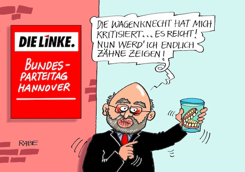 Cartoon: Zähne zeigen (medium) by RABE tagged linke,parteitag,hannover,agenknecht,schulz,spd,zähne,gebiss,rabe,ralf,böhme,cartoon,karikatur,pressezeichnung,farbcartoon,tagescartoon,bundestagswahl,bundestagswahlkampf,kandidat,wähler,linke,parteitag,hannover,agenknecht,schulz,spd,zähne,gebiss,rabe,ralf,böhme,cartoon,karikatur,pressezeichnung,farbcartoon,tagescartoon,bundestagswahl,bundestagswahlkampf,kandidat,wähler