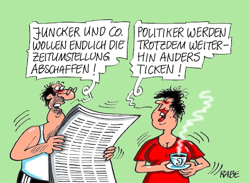 Cartoon: Zeitumstellung III (medium) by RABE tagged zeitumstellung,sommerzeit,winterzeit,uhren,ticken,rabe,ralf,böhme,cartoon,karikatur,pressezeichnung,farbcartoon,tagescartoon,groko,neuwahlen,union,bundestag,bundesregierung,juncker,eu,abschaffung,umfrage,ende,bürgerbefragung,ticktack,zeitumstellung,sommerzeit,winterzeit,uhren,ticken,rabe,ralf,böhme,cartoon,karikatur,pressezeichnung,farbcartoon,tagescartoon,groko,neuwahlen,union,bundestag,bundesregierung,juncker,eu,abschaffung,umfrage,ende,bürgerbefragung,ticktack