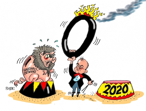 Cartoon: Zirkus Scholzosini (medium) by RABE tagged nahles,spd,sozialdemokraten,groko,umfragetief,scholz,rabe,ralf,böhme,cartoon,karikatur,pressezeichnung,farbcartoon,tagescartoon,ruine,koalition,koalitionsvetrag,olaf,finanzminister,zirkus,manege,eckdaten,haushalt,haushaltentwurf,sparschwein,löwe,etat,entwicklungsminister,null,schulden,schuldenfrei,nahles,spd,sozialdemokraten,groko,umfragetief,scholz,rabe,ralf,böhme,cartoon,karikatur,pressezeichnung,farbcartoon,tagescartoon,ruine,koalition,koalitionsvetrag,olaf,finanzminister,zirkus,manege,eckdaten,haushalt,haushaltentwurf,sparschwein,löwe,etat,entwicklungsminister,null,schulden,schuldenfrei