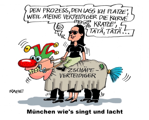 Cartoon: Zschäpe nochmal (medium) by RABE tagged zschäpe,nsu,prozess,münchen,verteidiger,rabe,ralf,böhme,cartoon,karikatur,pressezeichnung,farbcartoon,tagescartoon,neonazis,karneval,tätä,zschäpe,nsu,prozess,münchen,verteidiger,rabe,ralf,böhme,cartoon,karikatur,pressezeichnung,farbcartoon,tagescartoon,neonazis,karneval,tätä