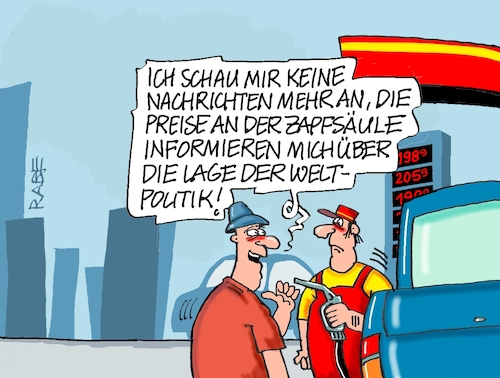 Cartoon: Zur Lage der Spritpreise (medium) by RABE tagged merz,kanzler,koalition,union,spd,klingbeil,cartoon,karikatur,pressezeichnung,farbcartoon,tagescartoon,bürokratie,verwaltung,beamte,modernisierung,monster,drachen,schwert,holzschwert,nägel,säge,usa,iran,israel,trump,irankonflikt,chamenei,sturz,gewalt,völkerrecht,tankstelle,nachrichten,tv,sprit,benzin,zapfsäule,spritpreise,benzinpreise,weltpolitik,merz,kanzler,koalition,union,spd,klingbeil,cartoon,karikatur,pressezeichnung,farbcartoon,tagescartoon,bürokratie,verwaltung,beamte,modernisierung,monster,drachen,schwert,holzschwert,nägel,säge,usa,iran,israel,trump,irankonflikt,chamenei,sturz,gewalt,völkerrecht,tankstelle,nachrichten,tv,sprit,benzin,zapfsäule,spritpreise,benzinpreise,weltpolitik