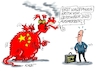 Cartoon: Ausmerzer (small) by RABE tagged merz,kanzler,koalition,union,spd,klingbeil,cartoon,karikatur,pressezeichnung,farbcartoon,tagescartoon,bürokratie,verwaltung,beamte,modernisierung,monster,drachen,schwert,holzschwert,nägel,säge,wadephul,außenminister,china,kritik,chinakritik,chinareise,reise,peking