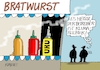 Cartoon: Bratwurstkleber (small) by RABE tagged landtagswahl,thüringen,septemper,cdu,afd,mario,voigt,bernd,höcke,tv,duell,fernsehduell,rabe,ralf,böhme,cartoon,karikatur,pressezeichnung,farbcartoon,tagescartoon,bratwurst,bratwurstbude,senf,ketchup,leim,kleber,uhu,klimakleber,klimaaktivist