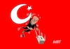 Cartoon: Der Mann am Mond (small) by RABE tagged erdogan,sultan,präsident,wahl,wähler,wahlurne,rabe,ralf,böhme,cartoon,karikatur,pressezeichnung,farbcartoon,tagescartoon,flagge,rot,mondsichel,stern,absturz,hangelei