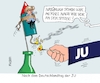 Cartoon: Deutschlandtag der JU III (small) by RABE tagged junge,union,deutschlandtag,wahl,gruhner,kuban,bierzeltrede,merkel,abnabelung,rabe,ralf,böhme,cartoon,karikatur,pressezeichnung,farbcartoon,tagescartoon,kanzlerin,cdu,csu,akk,rakete,spitze,spitzenposition