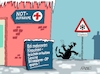 Cartoon: Notaufnahme (small) by RABE tagged kälte,winter,frost,eis,schnee,wetter,wetterbericht,eisglätte,dauerfrost,cartoon,karikatur,rabe,ralf,böhme,tageszeichnung,farbcartoon,pressezeichnung,feuerwehr,kind,eisen,metall,zunge,klima,klimakleber,notaufnahme,sturz,unfall,knochenbrüche,glatteis,bruch,op,operation,blinddarm,blinddarmoperation