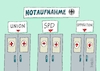 Cartoon: Notfallreform II (small) by RABE tagged merz,kanzler,koalition,union,spd,klingbeil,cartoon,karikatur,pressezeichnung,farbcartoon,tagescartoon,db,bahn,frühling,frühjahr,frühjahrsputz,ice,zug,blumenkasten,blumenkästen,esc,songcontest,notfall,notfallreform,reform,notarzt,patient,rettungsdienst,überlastung,fehlsteuerung