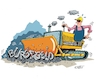 Cartoon: Plattmacher (small) by RABE tagged merz,groko,spd,union,posten,postenvergabe,rabe,ralf,böhme,cartoon,karikatur,pressezeichnung,farbcartoon,tagescartoon,schaufenster,deko,umbau,laden,ladenhüter,regierungsbildung,linnenmann,bürgergeld,bürgergeldabbau,planierraupe,trümmer,plattmacher,baufirma