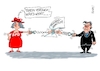 Cartoon: Zangengeburt (small) by RABE tagged merz,kanzler,koalition,union,spd,klingbeil,cartoon,karikatur,pressezeichnung,farbcartoon,tagescartoon,db,bahn,frühling,frühjahr,frühjahrsputz,ice,zug,blumenkasten,blumenkästen,gerhard,schröder,altkanzler,zangengeburt,vermittlung,frieden,friedensgespräch,zange