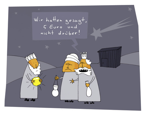 Cartoon: Weihnachtsstress (medium) by Schilling  Blum tagged könige,weihnachten,gold,bescherung,melchor,geschenke