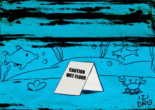 Cartoon: caution wet floor (medium) by izidro tagged wet