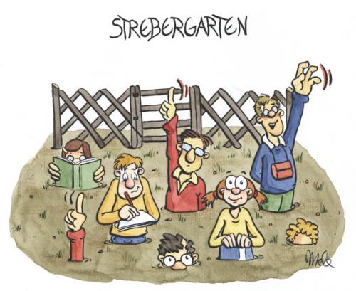 Cartoon: Strebergarten (medium) by mele tagged garten,streber,schrebergarten,garten,streber,schrebergarten,garten,kinder,schule,melden,schlau,intelligent