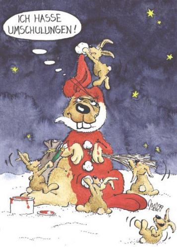 Cartoon: Umschulung (medium) by mele tagged weihnachten,nikolaus,arbeitslos,hasen,christmas,weihnachten,nikolaus,arbeitslos,hasen,umschulung,weihnachtsmann,verkleiden