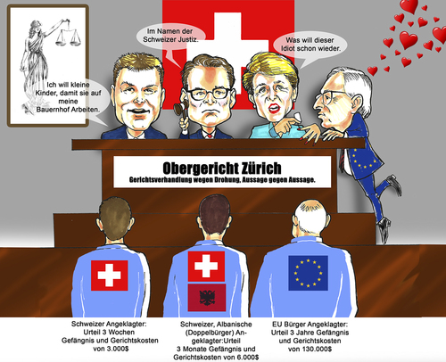 Cartoon: Die Rassisten (medium) by MDS tagged schweizer,rassisten,eu,bürger,junker
