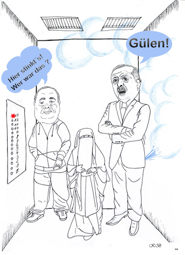 Cartoon: Gülen ist überall (medium) by menschenskindergarten tagged erdogan,fethullah,gülen,türkei,usa,hizmetbewegung,cemaat,saylorsburg,pennsylvania