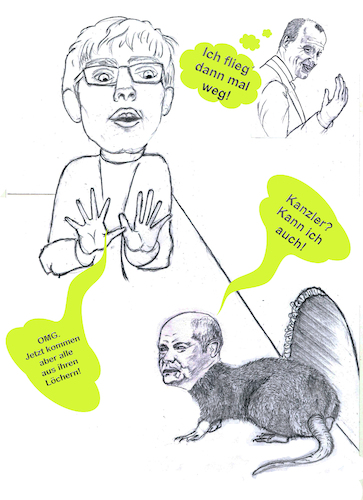 Cartoon: Kanzlerkandidaten (medium) by menschenskindergarten tagged kramp,karrenbauer,merz,scholz,spd,cdu,groko,kanzlerkandidaten