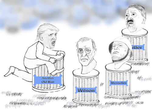 Cartoon: Trump auch? Nö. Oder doch? (medium) by menschenskindergarten tagged trump,hitler,mussolini,wilson,syphilis