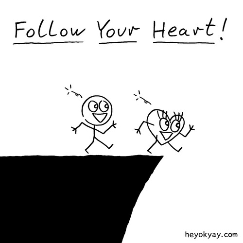 Cartoon: Follow Your Heart (medium) by heyokyay tagged heart,love,feelings,stick,figure,heyokyay