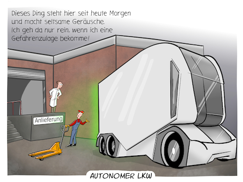 Cartoon: Autonomer LKW (medium) by Cloud Science tagged autonom,autonomer,lkw,spedition,logistik,lieferung,mobilitaet,selbstfahrend,elektro,elektroantrieb,auto,lastkraftwagen,anlieferung,gefahrenzulage,tech,technologie,it,technik,business,ladezone,daten,digitalisierung,digital,wirtschaft,strasse,verkehr,mobil,zukunft,einride,trend,future,innovation,disruption,schenker,db,cartoon,tpod,illustration,autonom,autonomer,lkw,spedition,logistik,lieferung,mobilitaet,selbstfahrend,elektro,elektroantrieb,auto,lastkraftwagen,anlieferung,gefahrenzulage,tech,technologie,it,technik,business,ladezone,daten,digitalisierung,digital,wirtschaft,strasse,verkehr,mobil,zukunft,einride,trend,future,innovation,disruption,schenker,db,cartoon,tpod,illustration