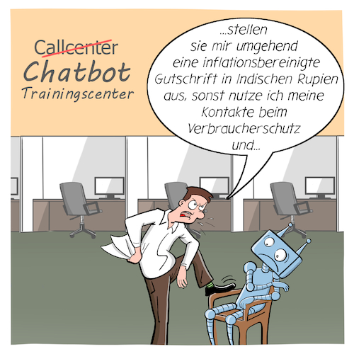 Cartoon: Chatbot Trainingscenter (medium) by Cloud Science tagged chatbot,chatbots,bots,automatisierung,kundenservice,hotline,callcenter,training,digitalisierung,digital,zukunft,automatisch,ki,kuenstliche,intelligenz,sprachbot,technik,tech,technologie,disruption,arbeit,roboter,business,wirtschaft,ai,kunde,verbraucher,servicecenter,it,chatbot,chatbots,bots,automatisierung,kundenservice,hotline,callcenter,training,digitalisierung,digital,zukunft,automatisch,ki,kuenstliche,intelligenz,sprachbot,technik,tech,technologie,disruption,arbeit,roboter,business,wirtschaft,ai,kunde,verbraucher,servicecenter,it