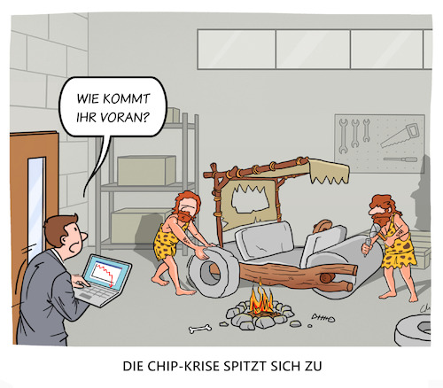 Cartoon: Chip-Krise (medium) by Cloud Science tagged chipkrise,chipmangel,autoindustrie,halbleiter,produktion,lieferengpässe,wirtschaftskrise,digitalisierung,industrie,40,elektromobilität,autohersteller,manager,steinzeit,technologie,werkhalle,humor,wirtschaft,vw,lieferketten,halbleiterkrise,auto,technologiemangel,fertigung,automobilbranche,ki,chips,engpass,wirtschaftspolitik,technologiekrise,supply,chain,automatisierung,produktionsausfall,rohstoffmangel,alltag,unternehmenskrise,digitaler,wandel,innovation,chipkrise,chipmangel,autoindustrie,halbleiter,produktion,lieferengpässe,wirtschaftskrise,digitalisierung,industrie,40,elektromobilität,autohersteller,manager,steinzeit,technologie,werkhalle,humor,wirtschaft,vw,lieferketten,halbleiterkrise,auto,technologiemangel,fertigung,automobilbranche,ki,chips,engpass,wirtschaftspolitik,technologiekrise,supply,chain,automatisierung,produktionsausfall,rohstoffmangel,alltag,unternehmenskrise,digitaler,wandel,innovation