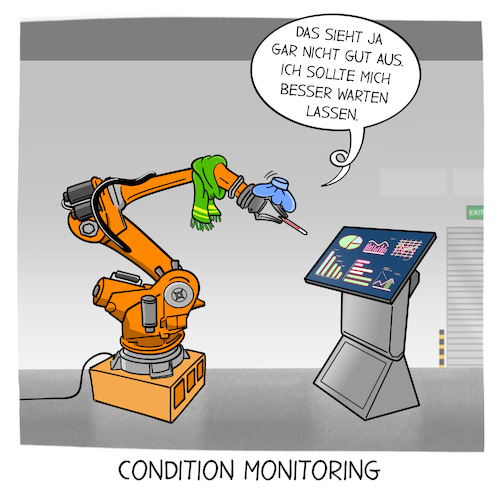 Cartoon: Condition Monitoring (medium) by Cloud Science tagged condition,monitoring,predictive,maintenance,wartung,instandhaltung,maschine,automatisierung,roboter,industrie,40,fertigung,anlage,produktion,digitalisierung,überwachung,cartoon,karikatur,it,sensoren,iot,zukunft,wirtschaft,condition,monitoring,predictive,maintenance,wartung,instandhaltung,maschine,automatisierung,roboter,industrie,40,fertigung,anlage,produktion,digitalisierung,überwachung,cartoon,karikatur,it,sensoren,iot,zukunft,wirtschaft