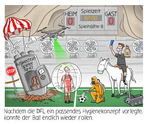 Cartoon: DFL Geisterspiele (medium) by Cloud Science tagged dfl,dfb,fussball,fußball,corona,seifert,hygienekonzept,bundesliga,geisterspiel,coronavirus,covid19,gesundheit,fans,tech,technik,technologie,drohne,vorbild,virus,epidemie,dfl,dfb,fussball,fußball,corona,seifert,hygienekonzept,bundesliga,geisterspiel,coronavirus,covid19,gesundheit,fans,tech,technik,technologie,drohne,vorbild,virus,epidemie