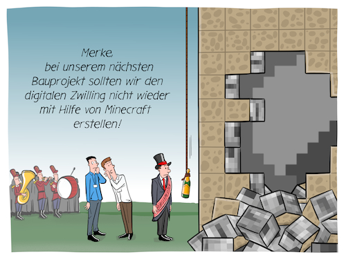 Cartoon: Digitaler Zwilling (medium) by Cloud Science tagged digitaler,zwilling,digital,twin,bauen,bauprojekt,gebaeude,bauindustrie,bim,haus,architektur,infrastruktur,immobilie,eroeffnung,taufe,einweihung,minecraft,virtuelles,abbild,virtuell,digitalisierung,technik,technologie,it,software,planung,projekt,building,information,modeling,vernetzung,zukunft,wirtschaft,business,digitaler,zwilling,digital,twin,bauen,bauprojekt,gebaeude,bauindustrie,bim,haus,architektur,infrastruktur,immobilie,eroeffnung,taufe,einweihung,minecraft,virtuelles,abbild,virtuell,digitalisierung,technik,technologie,it,software,planung,projekt,building,information,modeling,vernetzung,zukunft,wirtschaft,business