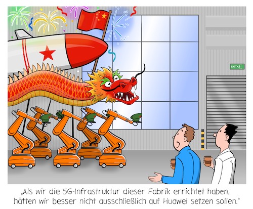 Cartoon: Huawei (medium) by Cloud Science tagged huawei,5g,netz,sicherheit,daten,datenschutz,industrie,telekommunikation,internet,vernetzung,zukunft,überwachung,iot,fabrik,produktion,china,konzern,digitalisierung,digital,tech,technik,technologie,roboter,robotik,kuka,it,infrastruktur,trojaner,netzsicherheit,huawei,5g,netz,sicherheit,daten,datenschutz,industrie,telekommunikation,internet,vernetzung,zukunft,überwachung,iot,fabrik,produktion,china,konzern,digitalisierung,digital,tech,technik,technologie,roboter,robotik,kuka,it,infrastruktur,trojaner,netzsicherheit