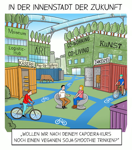 Cartoon: Innenstadt der Zukunft (medium) by Cloud Science tagged innenstadt,stadtbild,einzelhandel,zukunft,städte,smart,city,umwelt,konsument,handel,pandemie,städtesterben,innovation,wandel,veränderung,online,digitalisierung,konsum,leben,begegnungstätte,vertical,farming,green,autofrei,fahrradweg,vegan,öko,lebensraum,kaufhaus,innenstadt,stadtbild,einzelhandel,zukunft,städte,smart,city,umwelt,konsument,handel,pandemie,städtesterben,innovation,wandel,veränderung,online,digitalisierung,konsum,leben,begegnungstätte,vertical,farming,green,autofrei,fahrradweg,vegan,öko,lebensraum,kaufhaus